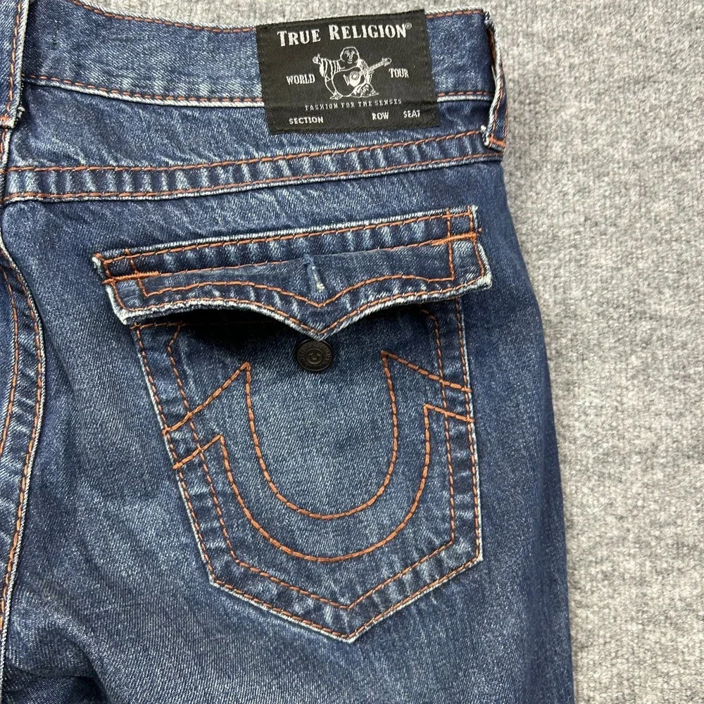 True Religion Ricky Relaxed Straight Jeans Mens 38 Blue Good Western Denim